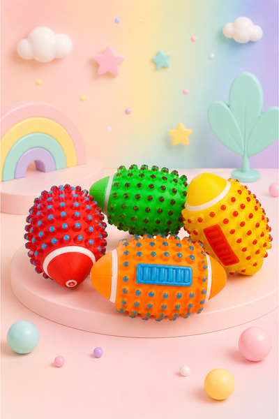 MİNGODAN Dikenli Top Stres Topu Sık Bırak Düdüklü Top Oyuncak Pet Shop Oyuncağı