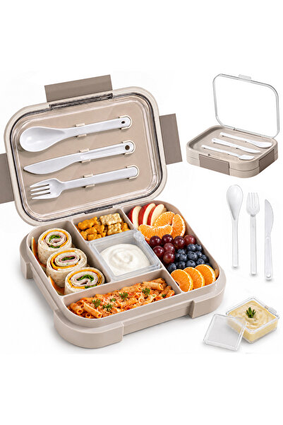 Pomefar Kids Lunch Box, 5-Compartment 1000ml Bento Box with Sauce Jar and Cut...