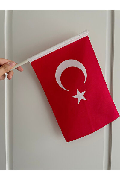 AKYILDIZ store (5 Adet) Sopalı Türk Bayrağı 20x30 cm – Bez Alpaka Kumaş