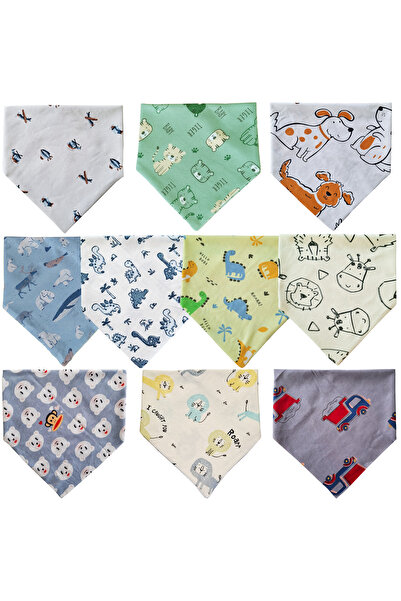 Triangle Scarf Combed Saliva and Food Bib 10 Pieces