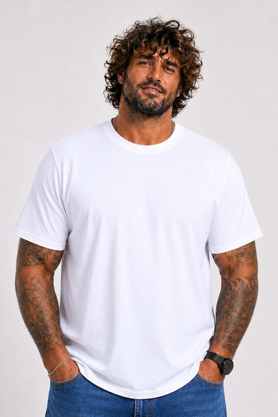 Starbattal Plus Size Basic T-Shirt 11100 White