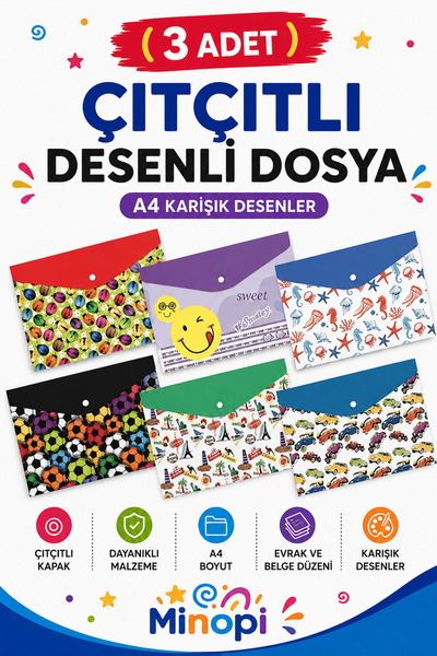 Minopi (3 bucăți) Dosar cu modele Dosar A4 cu modele mixte Dosar cu modele