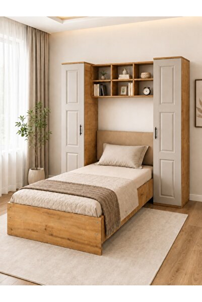 Setay Krayola, Viona 2 Kapaklı Kitaplıklı Karyola - 90x190