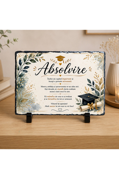 peGiftuiala Placă Ardezie Personalizată 20×15 cm – Absolvire