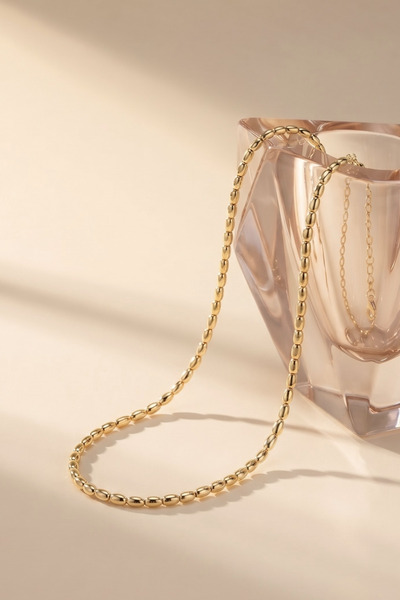 Elika Silver Women's Gold Retro Model Chain Necklace