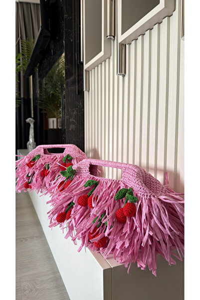 WOMANBAG Handmade Cherry Straw Handbag Clutch Bag (40X20Cm)