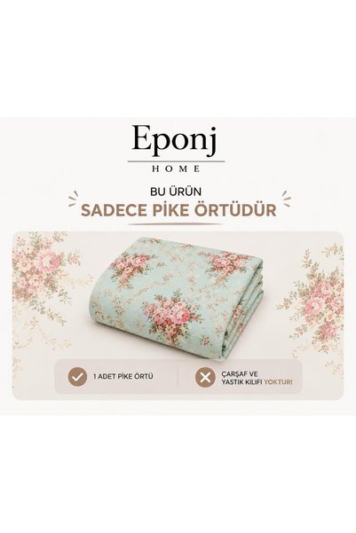 Eponj Home 140x230 سم نعناعي ملون طبيعي بيكيه مطبوع Alanur Kids