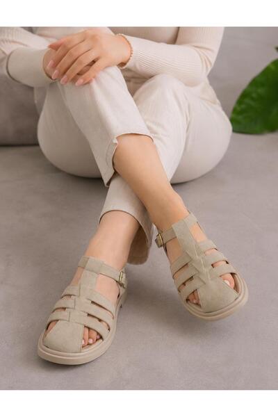 PLN SHOES Women's Comfortable Sole Suede Cage Daily Sandals