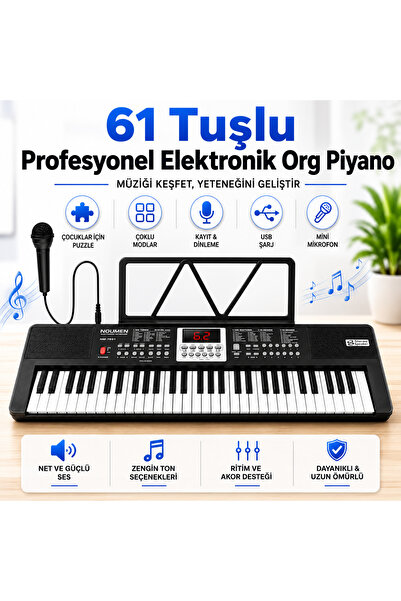 GreaTech Başlangıç İçin 61 Tuşlu Elektronik Dijital Profosyenel Org Piyano Mi...