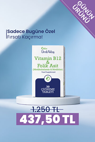 Dr. Ümit Aktaş Vitamin B12 & Folikasit - Aktif B9 - 30 Tablet
