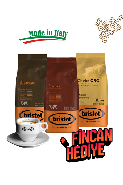 Bristot Tanışma Paketi 3 x 1 kg Çekirdek Kahve - Özel Seçki Premium İtalyan E...