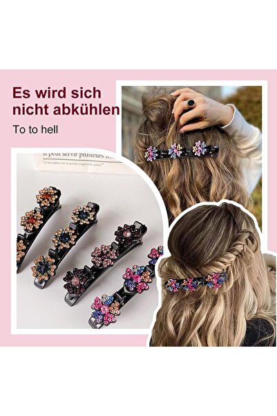 Arabest 4-Piece Five Leaf Clover Hair Clips,Braided Hair Clip,Sparkling Cryst...