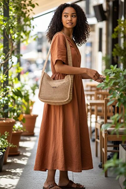 TooHot Women's Cream Hand Knitted Shoulder Bag