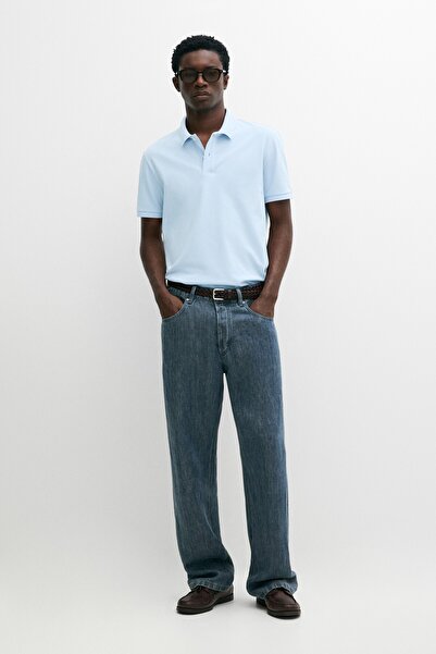 Massimo Dutti Mikro dokulu pamuklu polo yaka t-shirt
