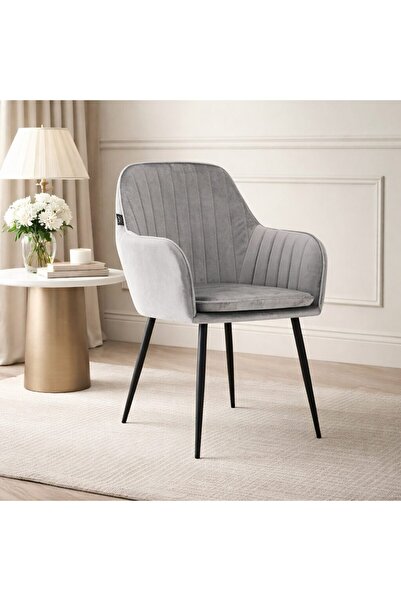 Leobert Scaun stil fotoliu, Artool,York,rotativ, catifea,metal,gri argintiu s...