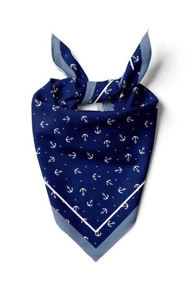 Vissona Violla H36 Kadın Marinover Desenli 50x50 Bandana HYL DG01239-22