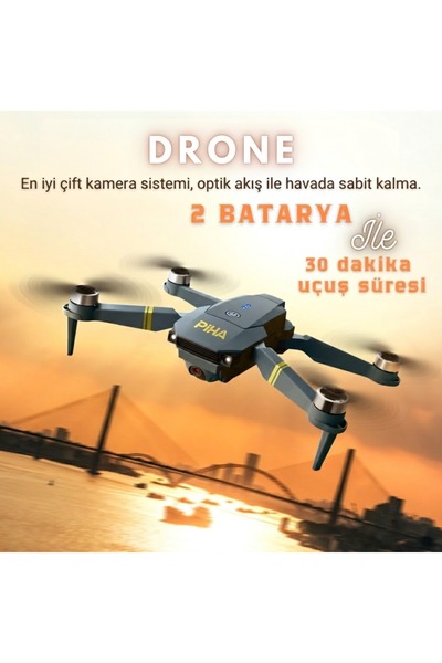 piha E58yeni Fırçasız Motor Hd 720p Çift Kameralı 30dk Uçuş Süresi 2 Bataryal...
