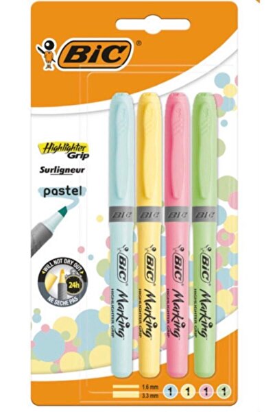 Bic Highlighter marker branding high lighter grip pastel colors 4 pieces