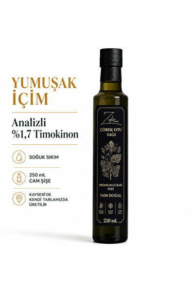 zafirnatural Soğuk Sıkım Çörek Otu Yağı 250 ml | Yumuşak İçim | Analizli %1,7...