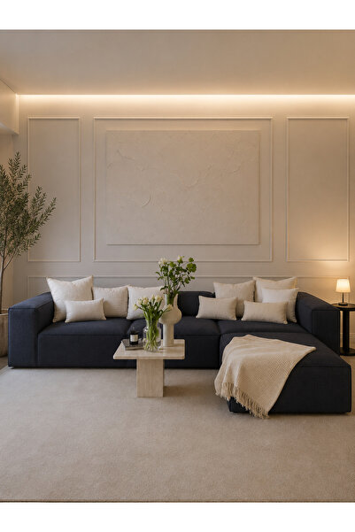 ERİZA Relax Soft 4 Modül Köşe Takımı (KOYU MAVİ) Keten 560