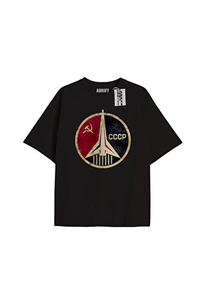 Adrift Kod Presss Unisex Siyah Cosmos Cccp Sovyetler Birliği T-shirt 266710tt