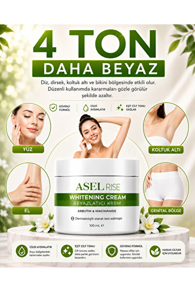 Asellrisee Beyazlatici krem Yüz,Diz,Dirsek,Koltuk altı,Genital bölge Leke kar...