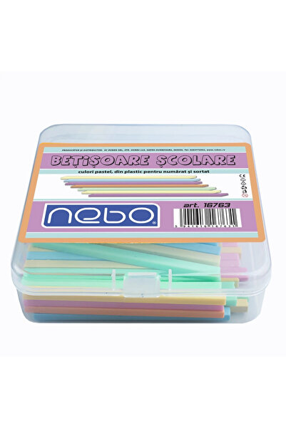 NEBO Bețișoare școlare din plastic, culori pastelate, set 100 buc.
