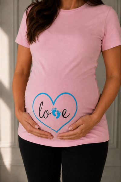 BALİNS Balins Pregnant Love T-Shirt Blue Printed