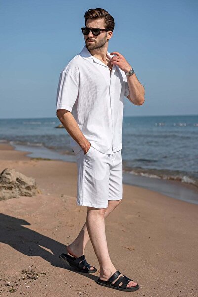 Madmext Weißes Basic-Shorts-Set für Herren 6729