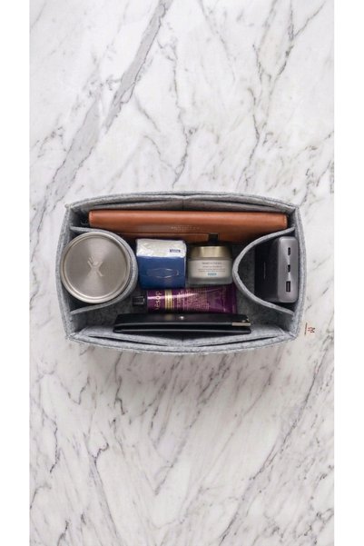 MARJİNAL W CLUB Double Compartment Organizer Bag in Light Gray Color, Dimensions: 28 X 15 X 12 (Length X Height X Width)