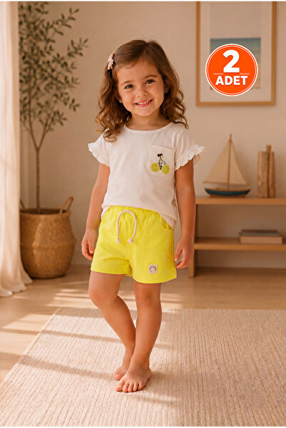 ZUMI BABY KIDS Sarı Unisex Çocuk Şortu Pamuklu Yazlık Günlük Şort