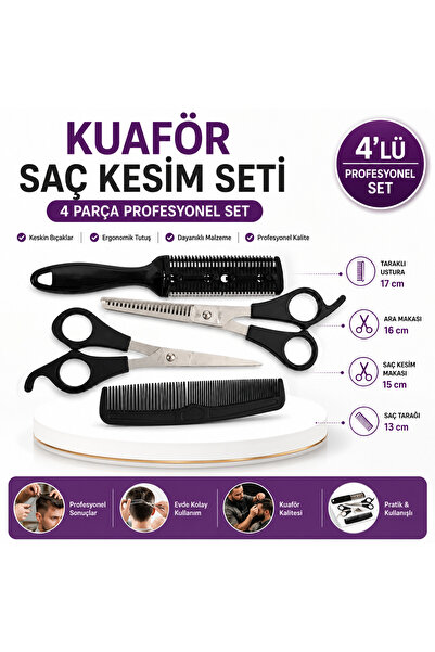 lawrenceshop 4 Parça Profesyonel Berber Seti Kuaför Saç Kesim Seti 15 cm Saç ...