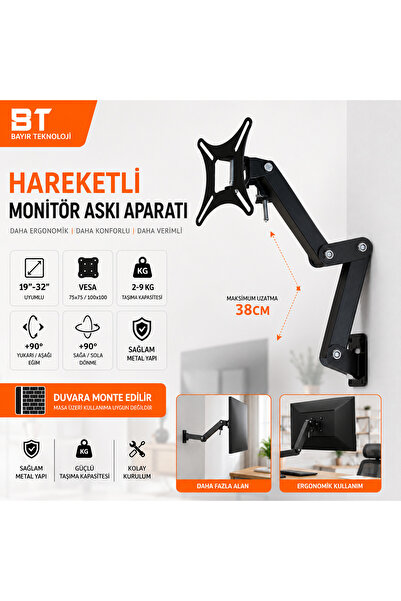 bt bayır teknoloji Tüm Markalara Uyumlu Lcd Led Tv Monitör 5 Hareketli Askı A...