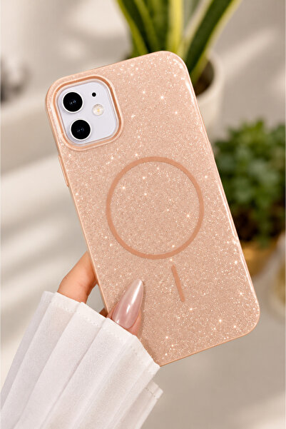 Go Aksesuar Iphone 11 Uyumlu Simli Glitter MAGSAFE Özellikli Darbe Önleyici Ş...