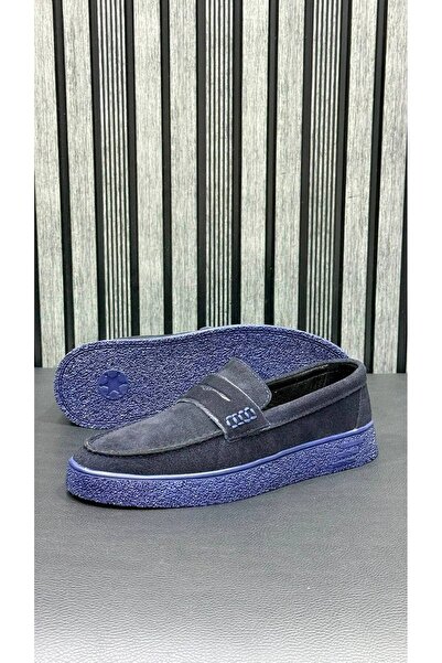 Greyybull Shoes حذاء رجالي من جلد الغزال باللون الأزرق الداكن - حذاء صيفي مري...