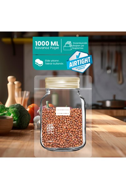 PALPAK Large Size Gold-Plated Metal Lid Jar Appearance Storage Bag 17X27 cm -10 Pieces-1000 ml