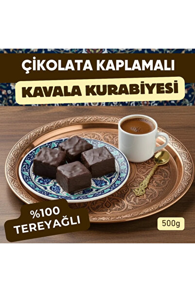 Arslanzade Çikolata Kaplamalı %100 Tereyağlı Kare Kesim Kavala Kurabiyesi 500g