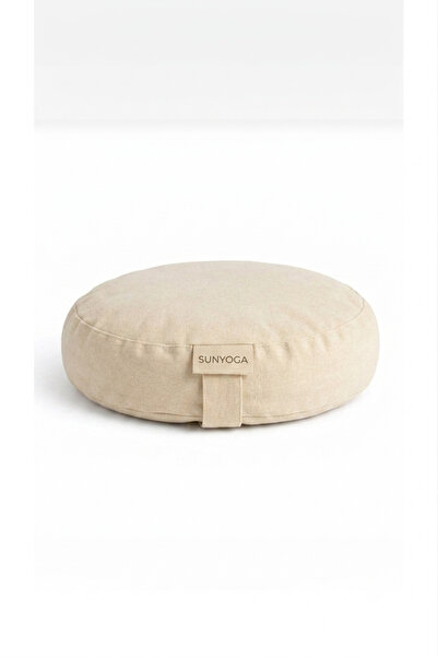 SUNYOGA Natural Buckwheat Shell Filled Meditation Cushion Zafu Cream 35X12 cm