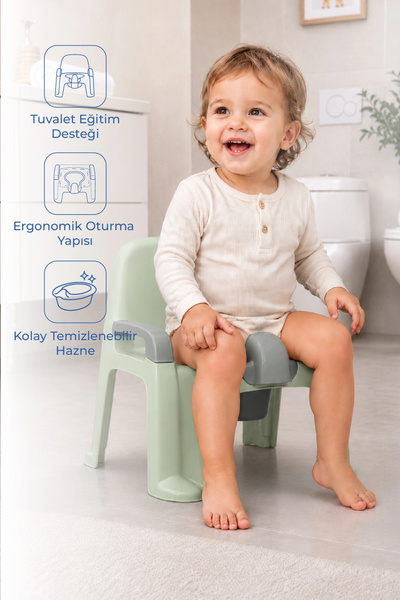 Babyjem Afacan Lazımlık Ergonomik Tuvalet Eğitimi Yardımcısı Soft Yeşil