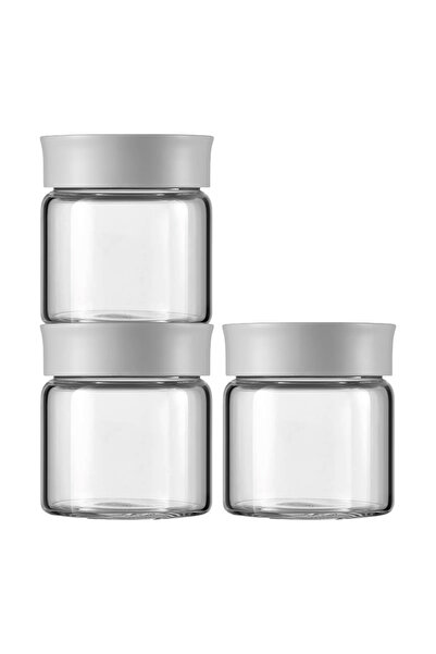 BUYDEEM Cutie de depozitare din sticlă 200ml x3, Model CS1001, Culoare Gri No...