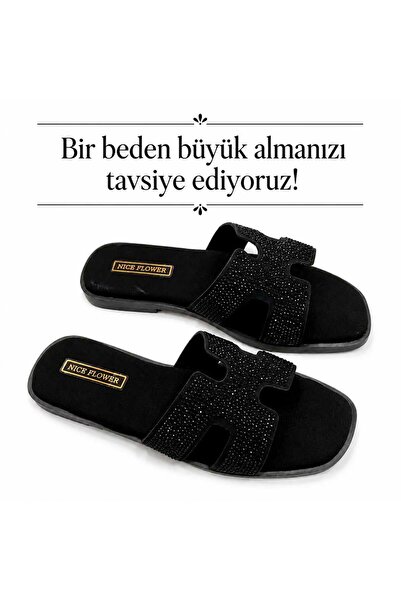 NiceDiffer Kadın H Model taşlı Günlük terlik
