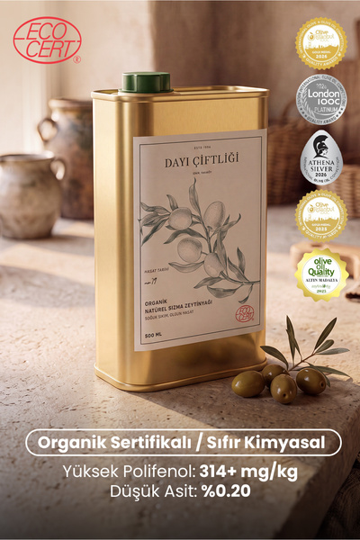Organik Natürel Sızma Zeytinyağı 500 ML Soğuk Sıkım Düşük Asit