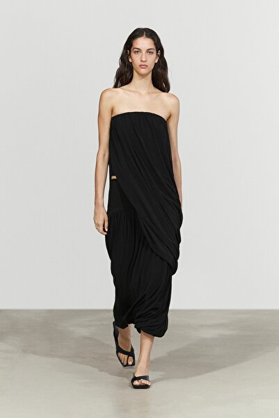 Massimo Dutti Pilili detaylı straplez dökümlü üst