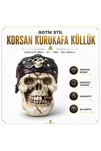 e-life shop Gotik Stil Korsan Kurukafa İskelet Küllük Biblo Heykel Dekoratif ...