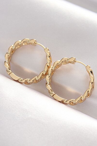 Inure Jewelry النحاس الذهب اللون سلسلة نموذج هوب القرط