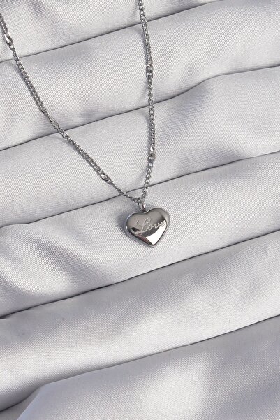 Inure Jewelry 316L Steel Silver Color Heart Model Love Necklace