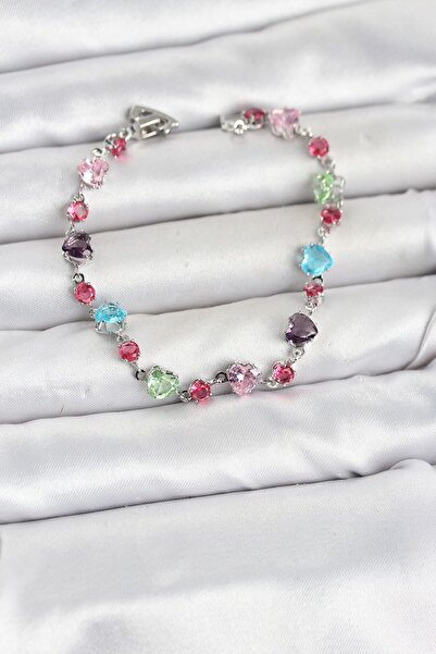 Inure Jewelry Crystal Stone Heart Cut Mixed Color Silver Color Gema Women's B...