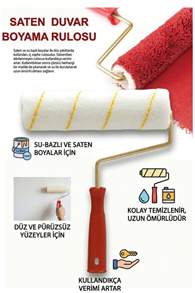 KL HOME Saten Facade Wall Roller 25cm - High Quality Non-Marking Roller, Wash...