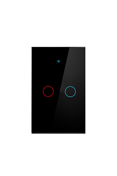 Choice5 black 2 gang Work with Tuya WiFi US Smart Light Switch Neutral wire/N...