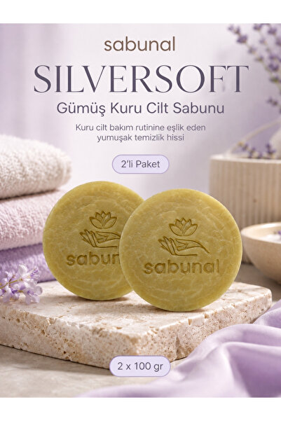 sabunal Silversoft Silver Dry Skin Soap 2 Pieces - Soft Care Soap with Silver...